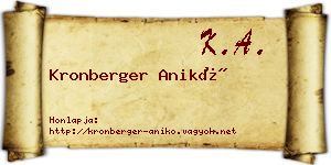 Kronberger Anikó névjegykártya