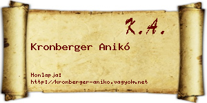 Kronberger Anikó névjegykártya